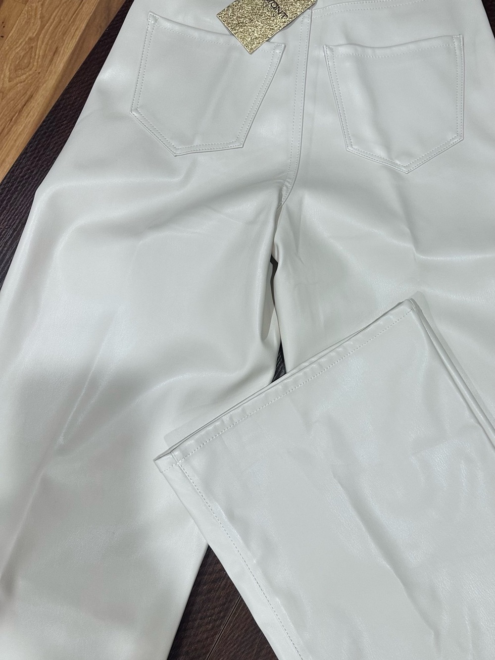 Vibrant Cream Faux Leather Pants